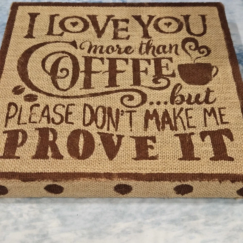 Handmade Coffee Quote Wall Decor Cross Stitch Framed Sign Farmhouse‎ Kitchen